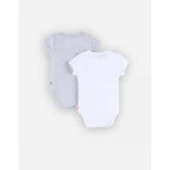 Lot De 2 Body Croisés Manches Courtes Blanc Et Gris 0 Mois -Allobébé am023100122 2