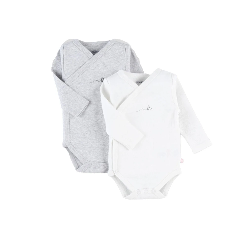 Lot De 2 Body Croisés Manches Courtes Blanc/gris 0 Mois 1 Lot De 2 Body Croisés Manches Courtes Blanc/gris 0 Mois