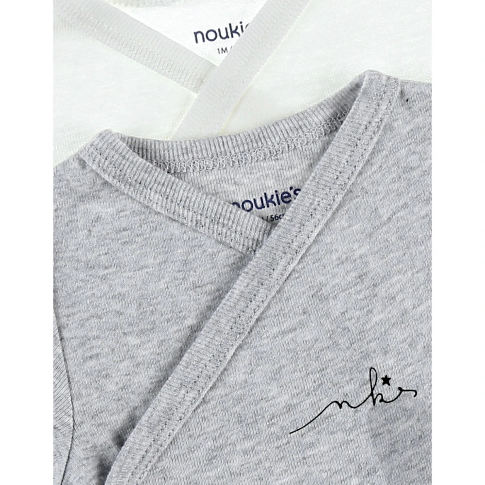 Lot De 2 Body Croisés Manches Courtes Blanc/gris 0 Mois 2 Lot De 2 Body Croisés Manches Courtes Blanc/gris 0 Mois – Image 2