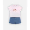 Ensemble Short Et Tee-shirt Rose - 6 Mois