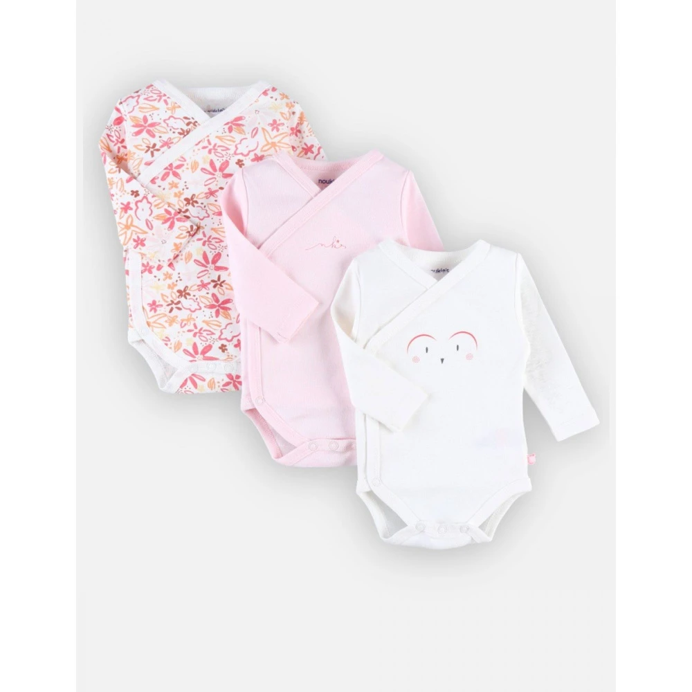 Lot De 3 Body Croisés Blanc/rose/imprimé Fleuris Naissance 1 Lot De 3 Body Croisés Blanc/rose/imprimé Fleuris Naissance