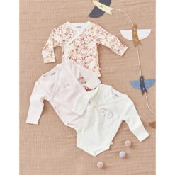 Lot De 3 Body Croisés Blanc/rose/imprimé Fleuris 3 Mois -Allobébé am023112224 3