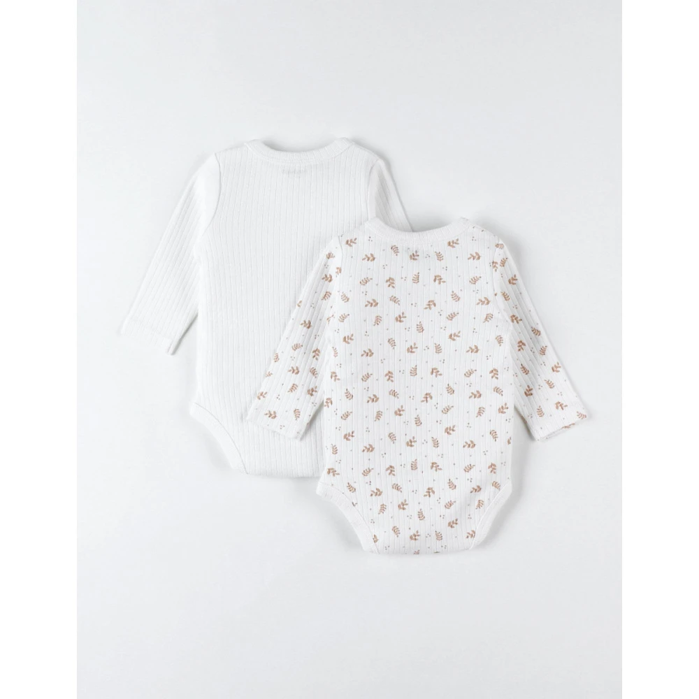 Lot De 2 Body Croisés Manches Longues Blanc/fleurs 0 Mois 2 Lot De 2 Body Croisés Manches Longues Blanc/fleurs 0 Mois – Image 2