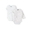 Lot De 2 Body Croisés Manches Longues Blanc/fleurs 3 Mois