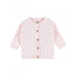 Gilet Maille Rose Fleurs 6 Mois