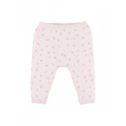 Legging Maille Rose Fleurs 18 Mois