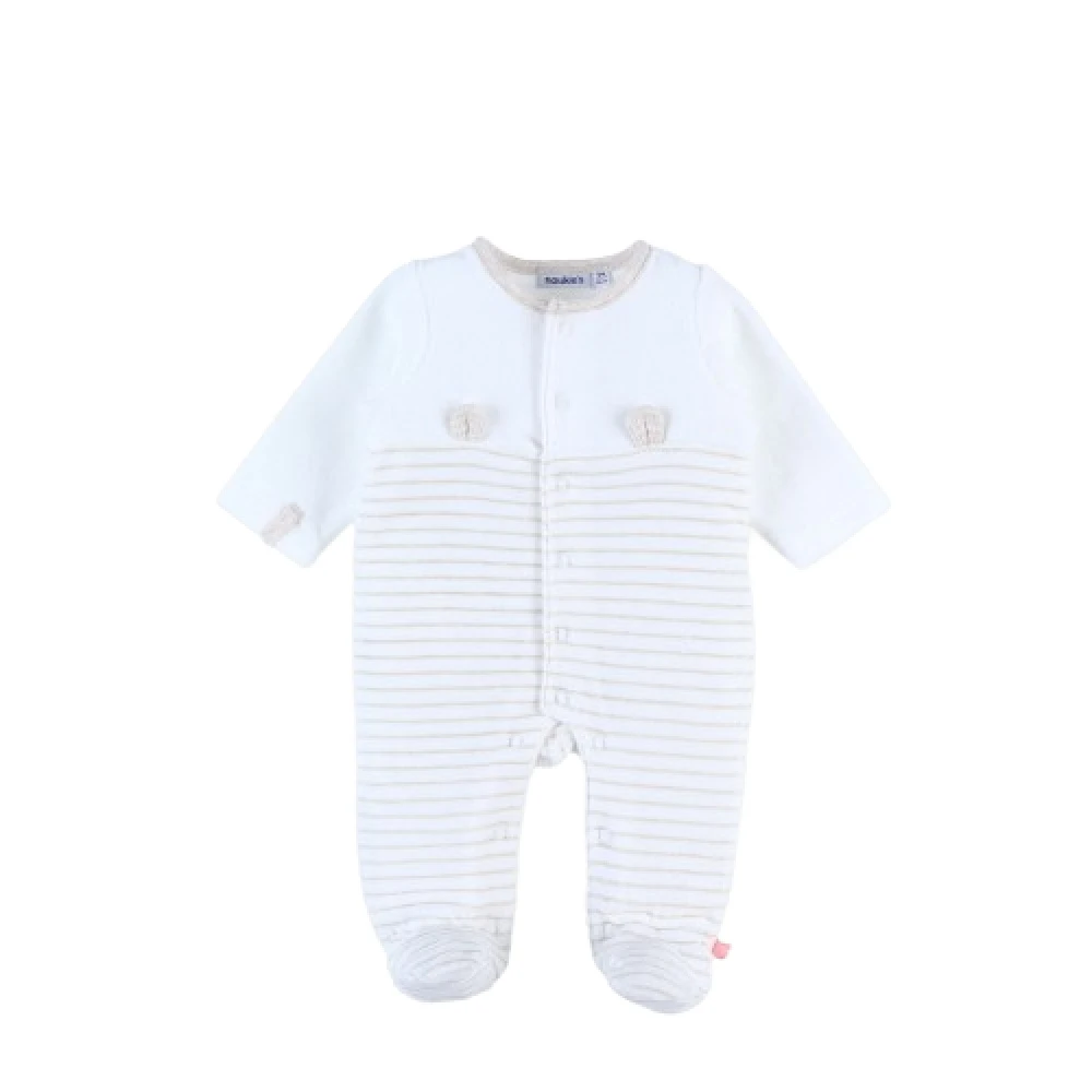 Pyjama Velours Rayé Blanc/beige 9 Mois 1 Pyjama Velours Rayé Blanc/beige 9 Mois