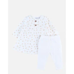 Robe Legging Fleurs Blanc 1 Mois