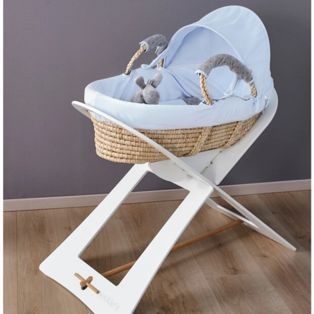 Support De Couffin Blanc Avec Barre De Support En Bois 4 Support De Couffin Blanc Avec Barre De Support En Bois – Image 4