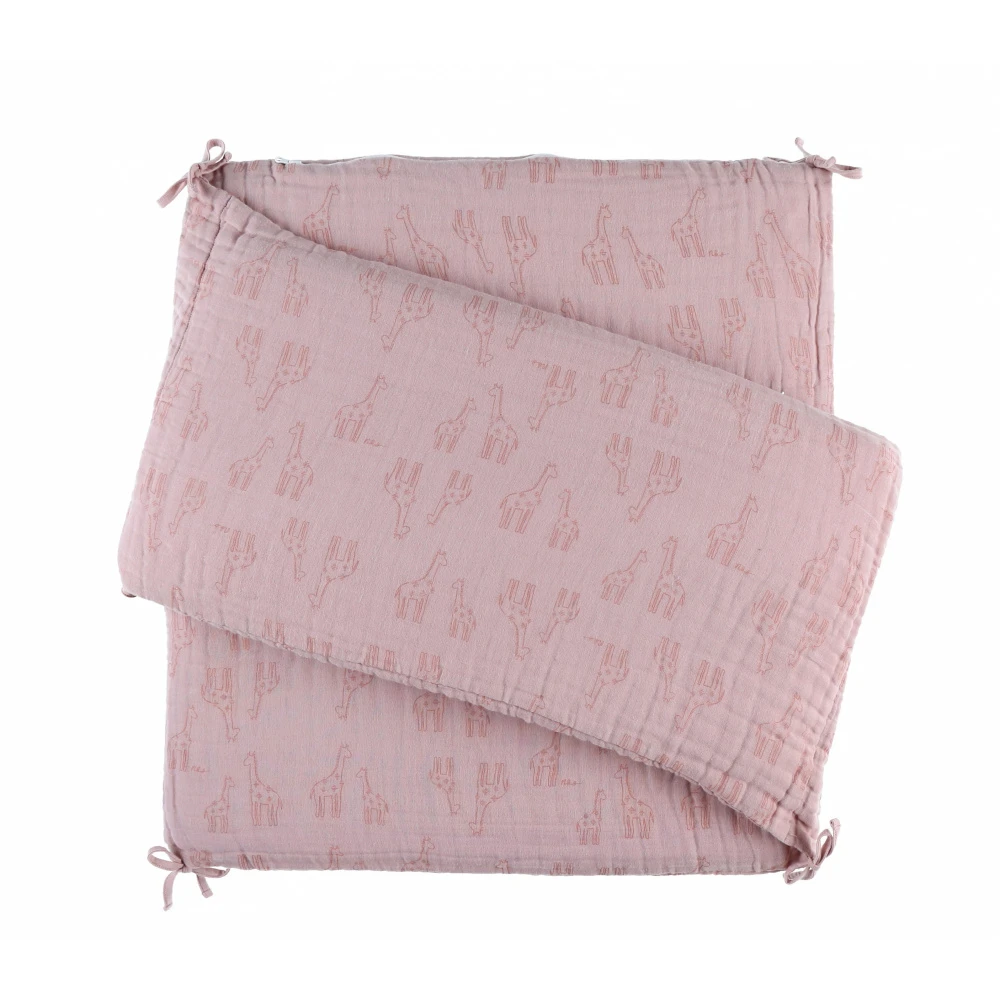 Tour De Lit Coton Bio Motif Girafe Rose 1 Tour De Lit Coton Bio Motif Girafe Rose