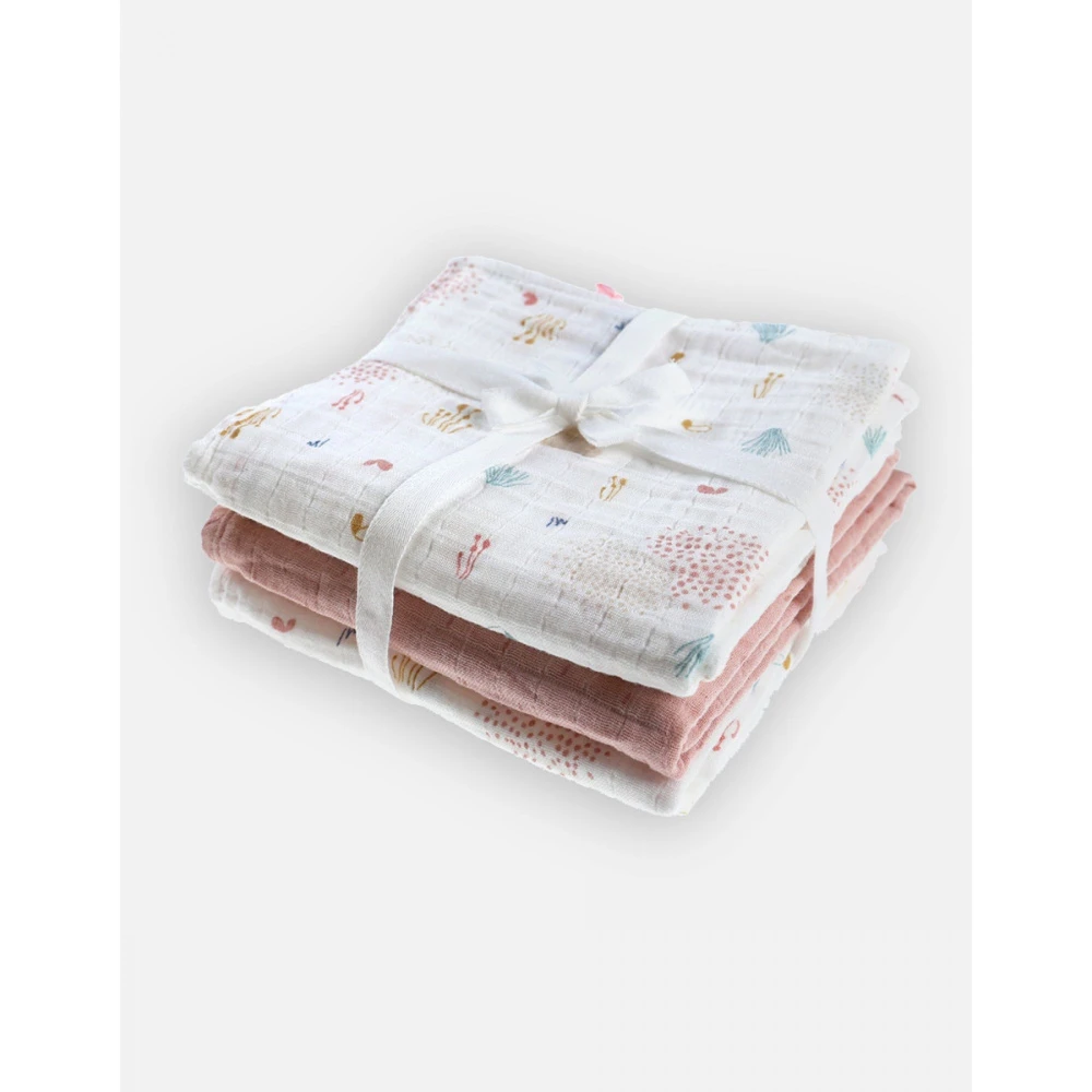 Set De 3 Langes En Mousseline De Coton Lina Rose 2 Set De 3 Langes En Mousseline De Coton Lina Rose – Image 2