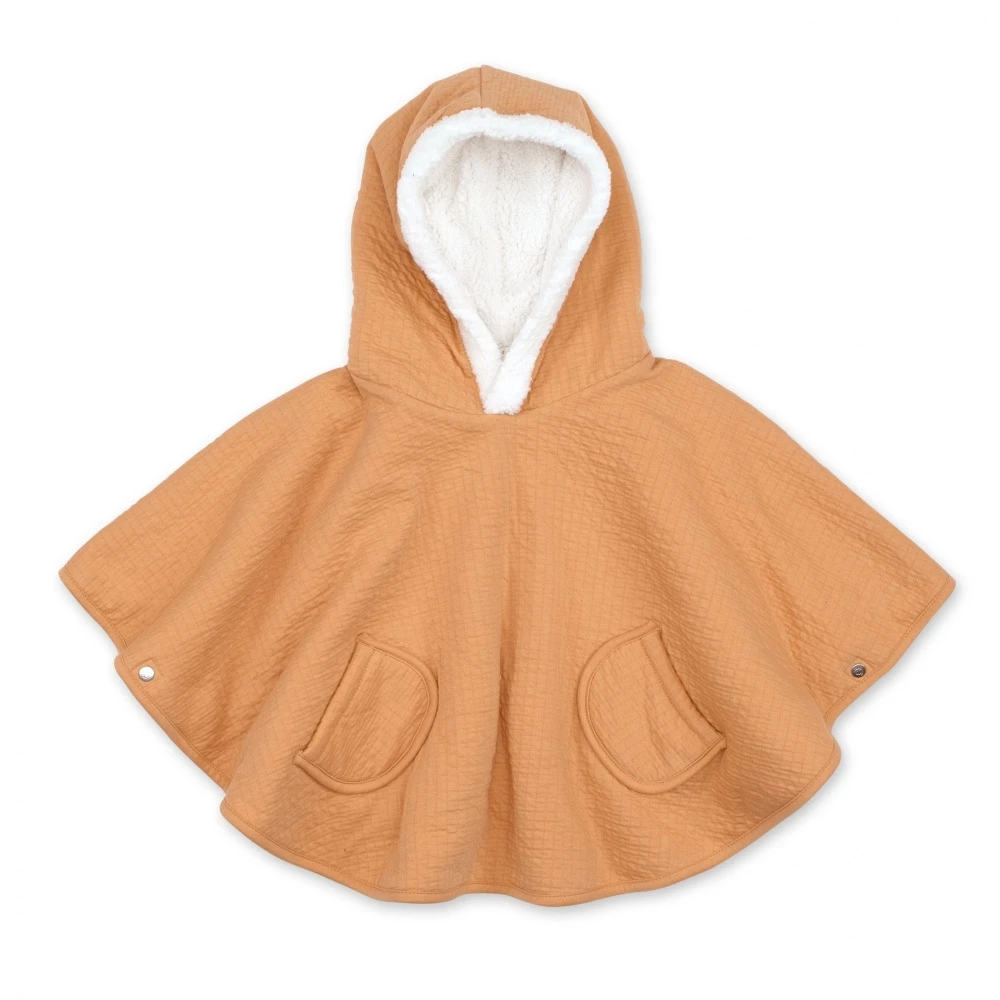 Poncho Pour Siège Auto Teddy Et Gaze De Coton Orange 1 Poncho Pour Siège Auto Teddy Et Gaze De Coton Orange