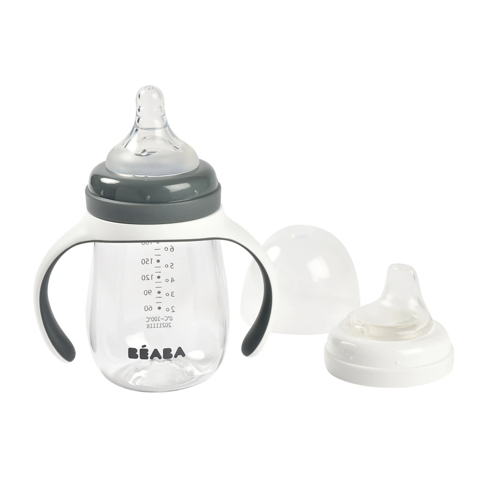 Beaba Biberon D'apprentissage 2 En 1 210 Ml - Gris Minéral 1 Beaba Biberon D'apprentissage 2 En 1 210 Ml - Gris Minéral