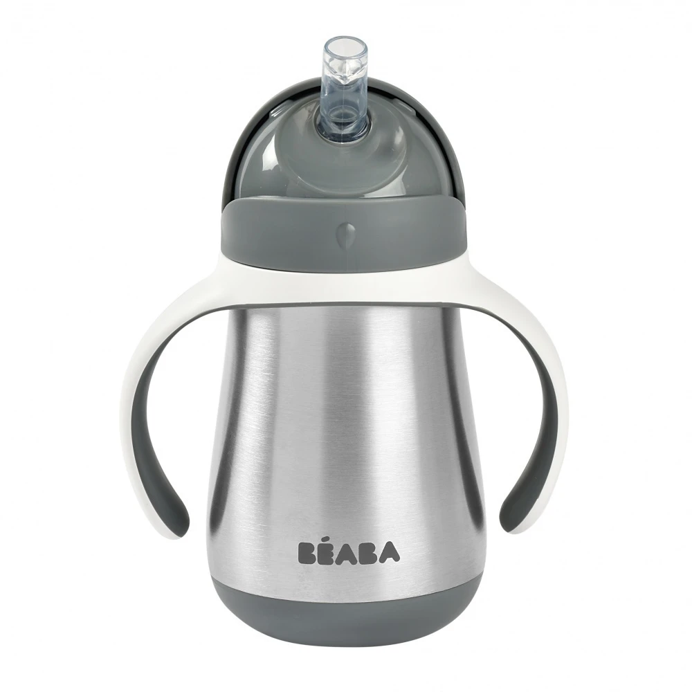 Beaba Tasse Paille Inox 250 Ml - Gris Minéral 1 Beaba Tasse Paille Inox 250 Ml - Gris Minéral