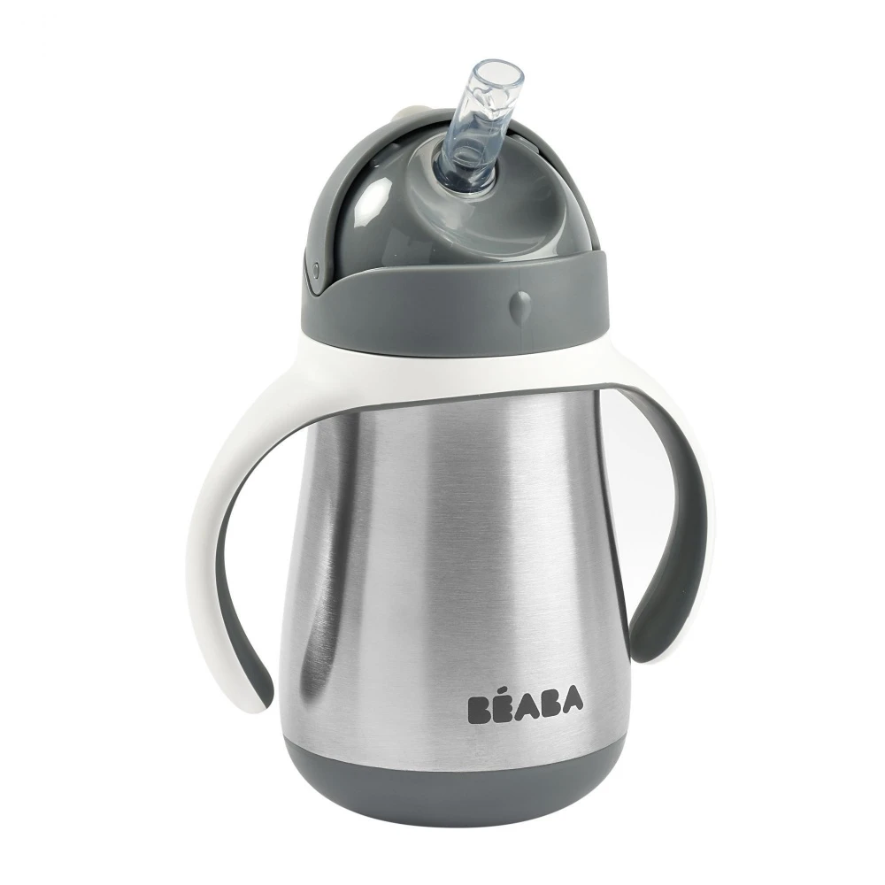 Beaba Tasse Paille Inox 250 Ml - Gris Minéral 3 Beaba Tasse Paille Inox 250 Ml - Gris Minéral – Image 3