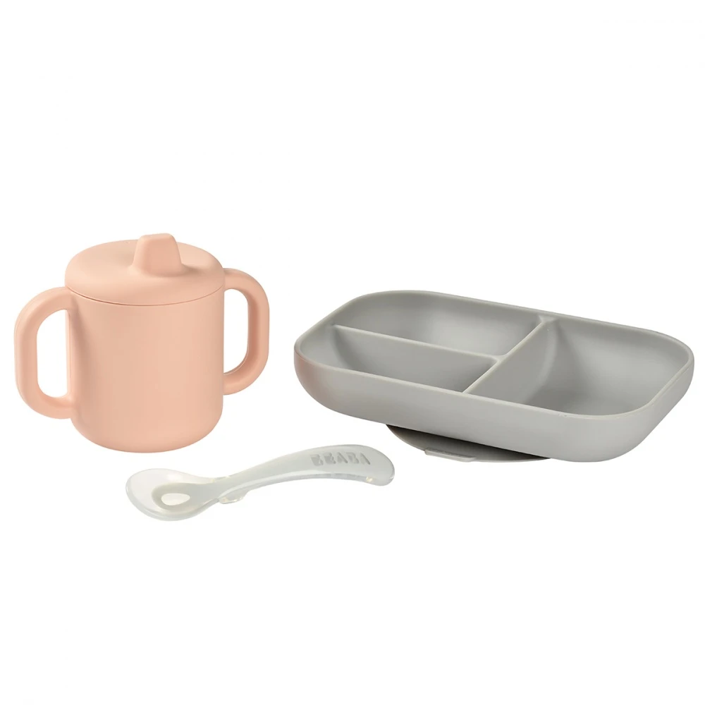 Beaba Coffret D'apprentissage Silicone + Tasse - Pink 1 Beaba Coffret D'apprentissage Silicone + Tasse - Pink