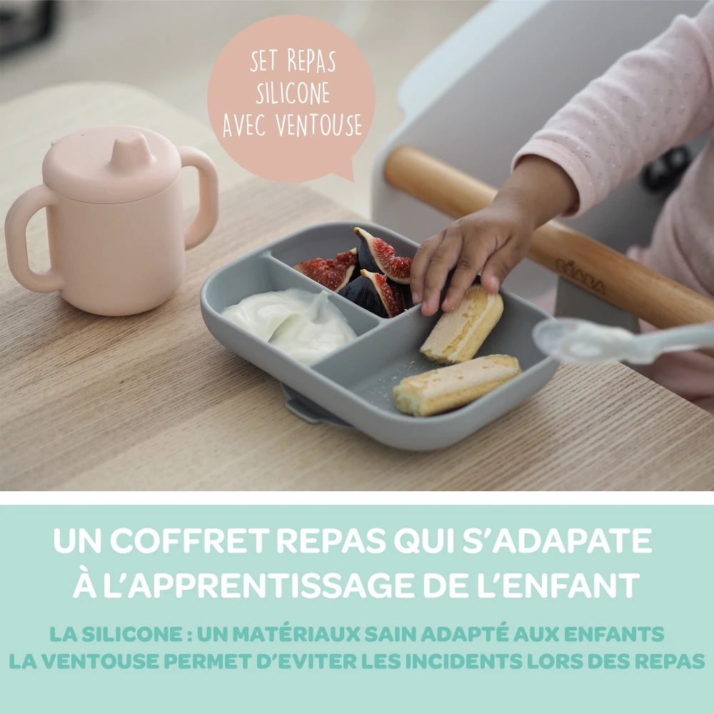 Beaba Coffret D'apprentissage Silicone + Tasse - Pink 2 Beaba Coffret D'apprentissage Silicone + Tasse - Pink – Image 2