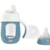 Beaba Biberon Verre D'apprentissage 2 En 1 210 Ml + Housse Silicone - Windy Blue