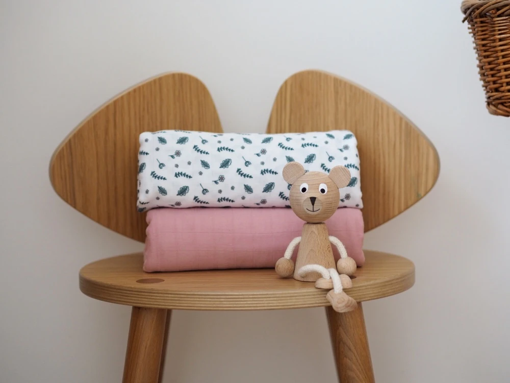 Beaba Lot De 2 Langes 120cm Vieux Rose / Campagne Florale 2 Beaba Lot De 2 Langes 120cm Vieux Rose / Campagne Florale – Image 2