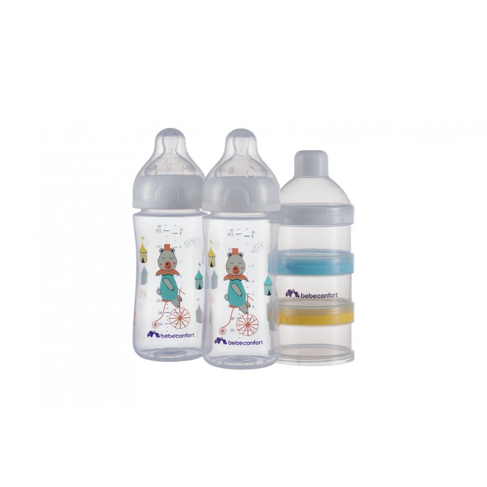 Lot De 2 Biberons Emotion Pp 270 Ml Funny Friends + Doseur De Lait 1 Lot De 2 Biberons Emotion Pp 270 Ml Funny Friends + Doseur De Lait