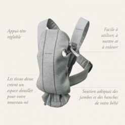 Babybjorn Porte Bébé Mini Coton Vieux Rose -Allobébé bj046110142 3