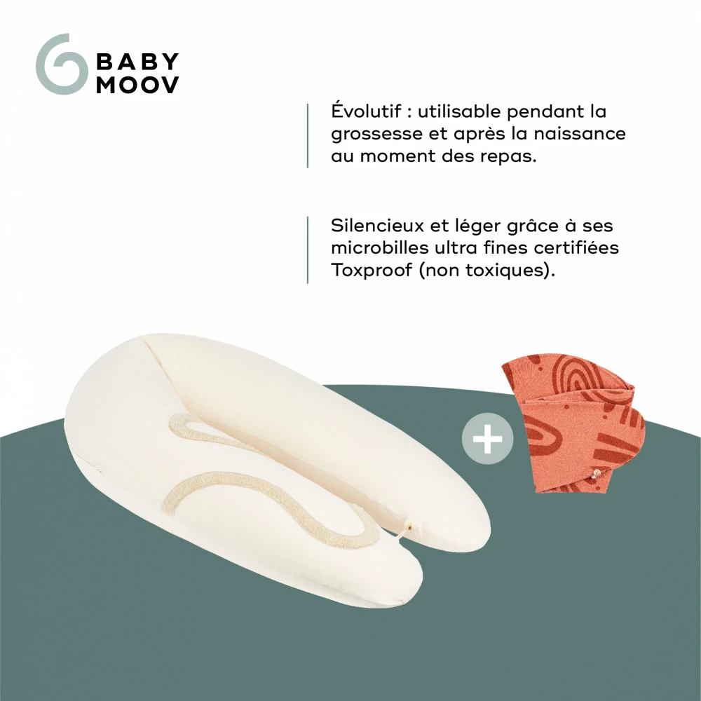 BabyMoov Pack Coussin D'allaitement B.love écru + Housse Terracotta 4 BabyMoov Pack Coussin D'allaitement B.love écru + Housse Terracotta – Image 4