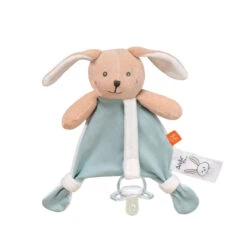 Doudou Attache-sucette Lapin Bleu Bio