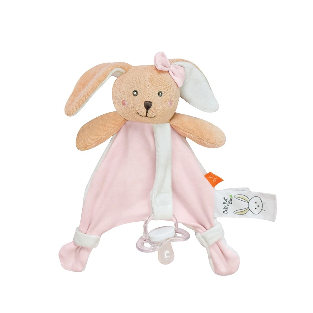 Doudou Attache-sucette Lapin Rose Bio 1 Doudou Attache-sucette Lapin Rose Bio