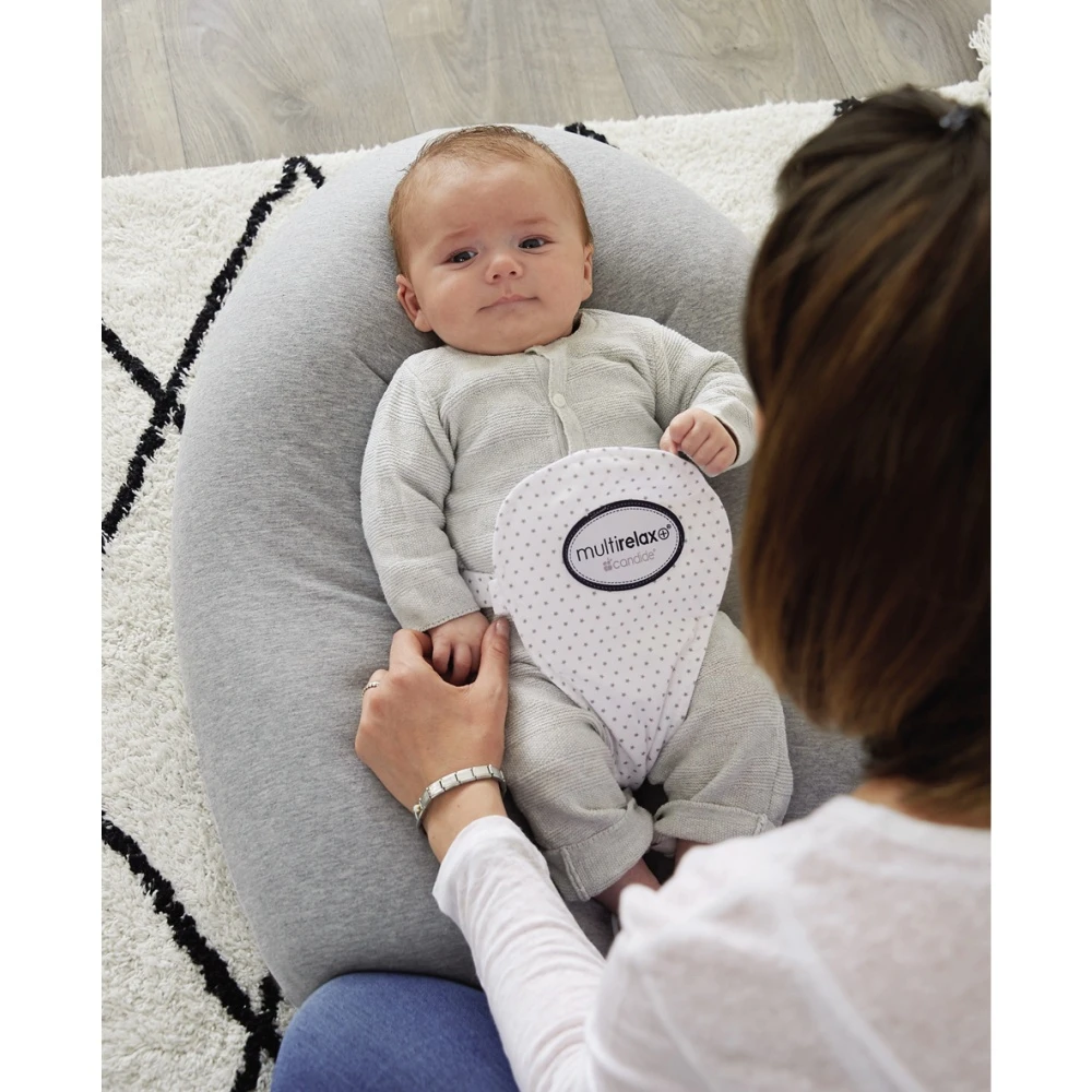 Candide Coussin D'allaitement Multirelax+ Jersey Gris Chiné / étoiles 4 Candide Coussin D'allaitement Multirelax+ Jersey Gris Chiné / étoiles – Image 4