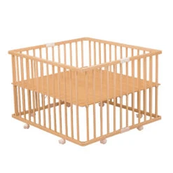 Parc Bébé Pliant Carré Gaby Avec Plancher Réglable Vernis Naturel -Allobébé cb081630019 2