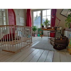 Parc Bébé Pliant Carré Gaby Avec Plancher Réglable Vernis Naturel -Allobébé cb081630019 7