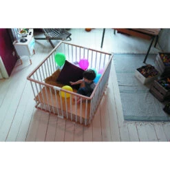 Parc Bébé Pliant Carré Gaby Avec Plancher Réglable Vernis Naturel -Allobébé cb081630019 8