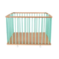 Parc Bébé Pliant Carré Gaby Avec Plancher Réglable Hybride Vert Mint