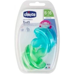 CHICCO Lot De 2 Sucettes Physio Soft En Silicone 6-16m Bleu Et Vert -Allobébé ch061280823 4