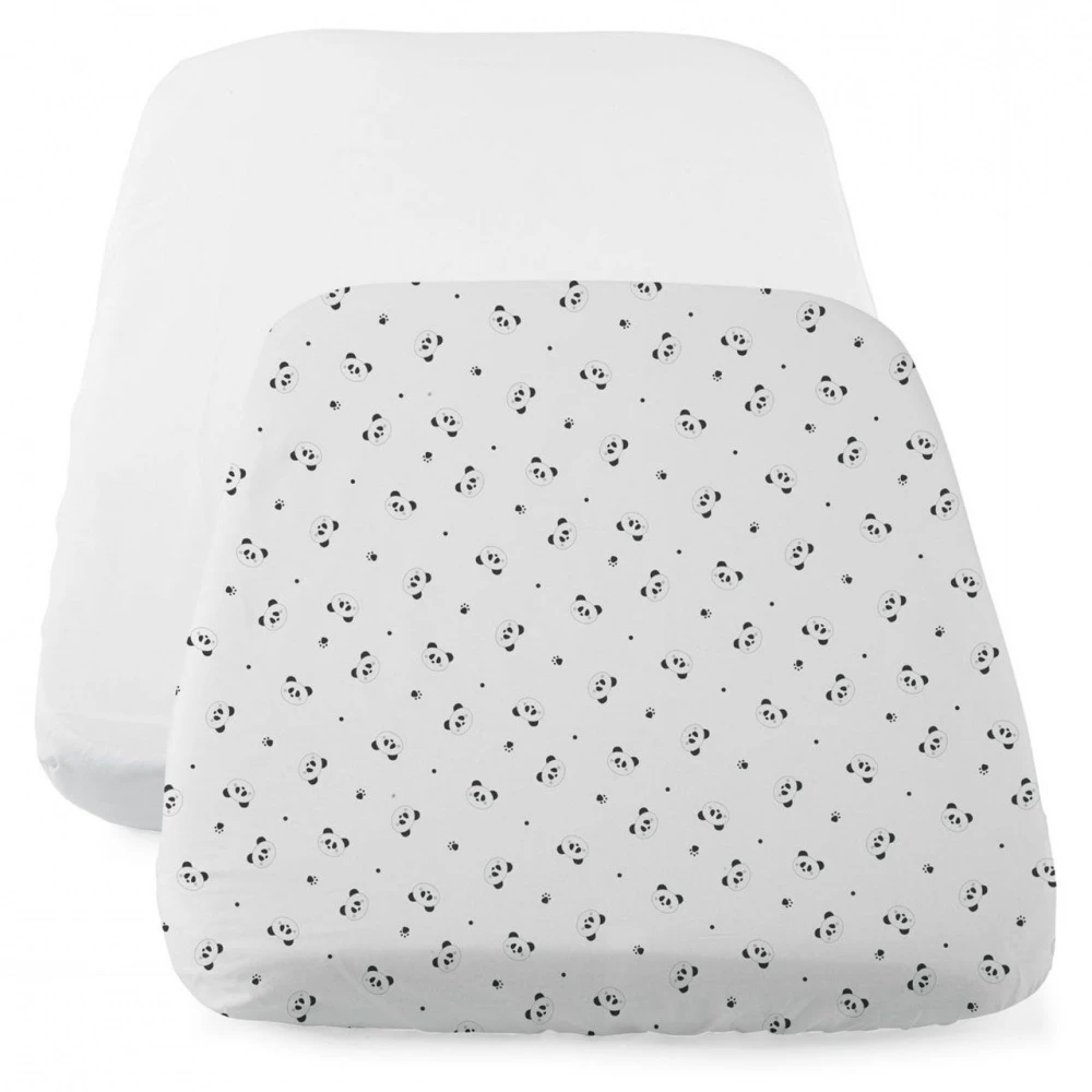 CHICCO Lot De 2 Draps Housses Next2me Panda 1 CHICCO Lot De 2 Draps Housses Next2me Panda