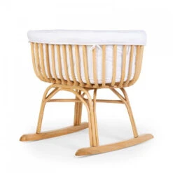 Childhome Berceau Rotin 90x70x71 Cm + Habillage + Matelas + Pieds à Bascule