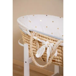 Childhome Couffin Panier Moise Natural + Matelas + Habillage Jersey Gold Dots 8 Childhome Couffin Panier Moise Natural + Matelas + Habillage Jersey Gold Dots -Allobébé cw063661132 2