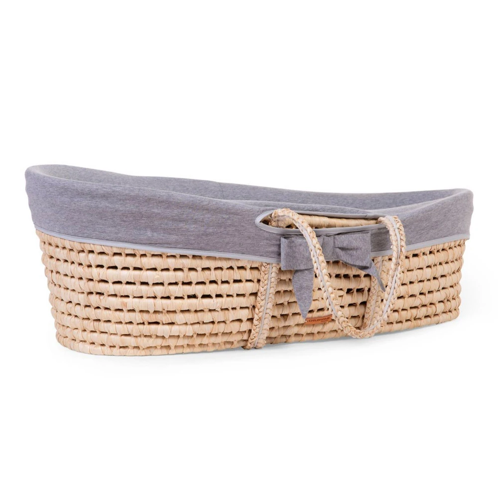 Childhome Couffin Panier Moise Natural + Matelas + Habillage Jersey Gris 2 Childhome Couffin Panier Moise Natural + Matelas + Habillage Jersey Gris – Image 2