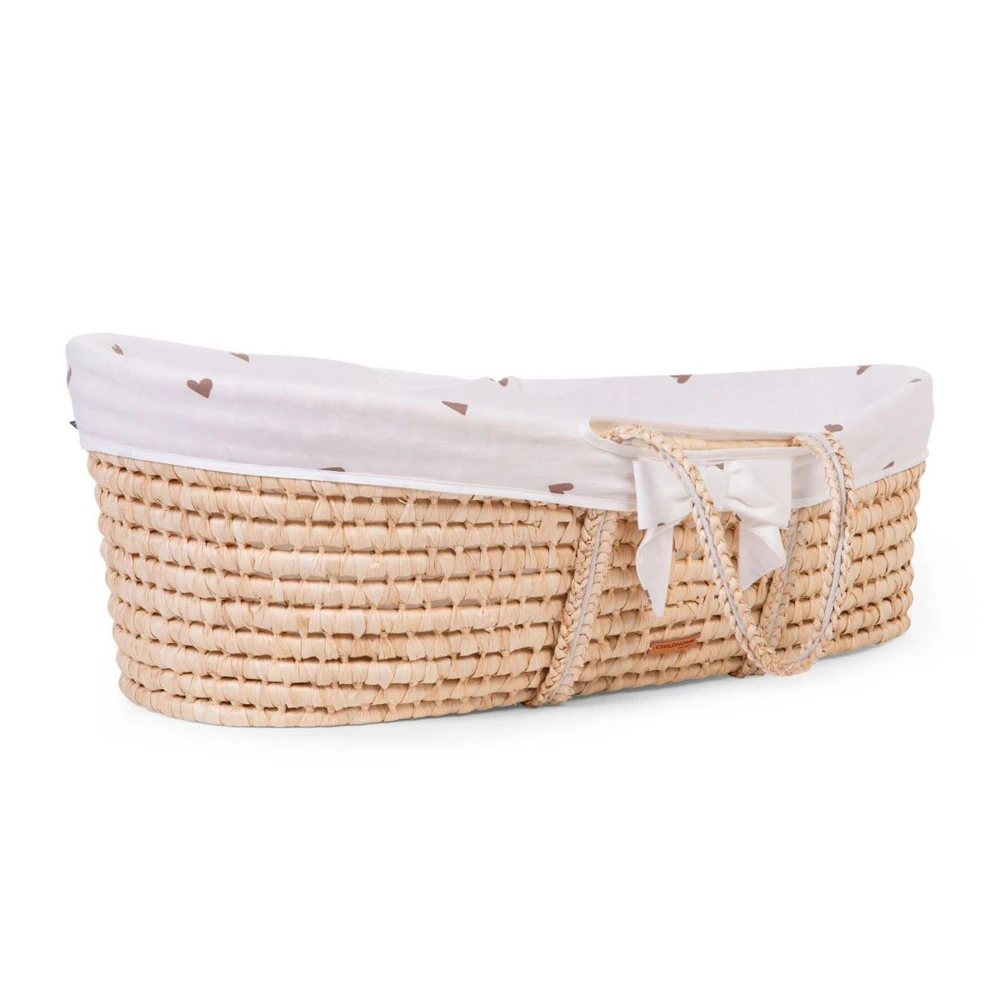 Childhome Couffin Panier Moise Natural + Matelas + Habillage Jersey Hearts 2 Childhome Couffin Panier Moise Natural + Matelas + Habillage Jersey Hearts – Image 2