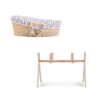 Childhome Couffin Panier Moise Natural + Matelas + Habillage Jersey Léopard + Support En Bois Naturel