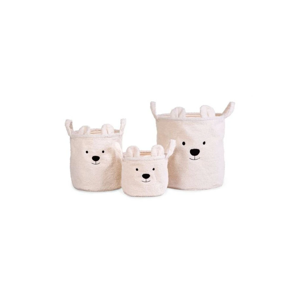 Childhome Set De 3 Paniers De Rangement Teddy écru 1 Childhome Set De 3 Paniers De Rangement Teddy écru