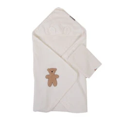 Childhome Cape De Bain + Gant Mousseline Teddy Bear - 80 X 80 Cm