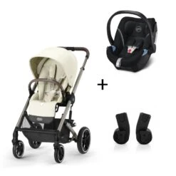 CYBEX Pack Duo Poussette Duo Balios S Lux + Aton 5 + Adaptateurs - Seashell Beige