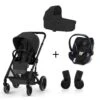 CYBEX Pack Trio Poussette Balios S Lux + Nacelle Cot S + Aton 5 + Adaptateurs - Moon Black