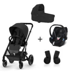 CYBEX Pack Trio Poussette Balios S Lux + Nacelle Cot S + Aton 5 + Adaptateurs - Moon Black