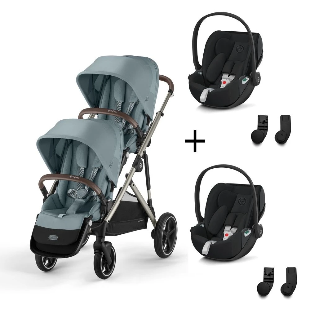 CYBEX Pack Jumeaux Poussette Double Gazelle S - Chassis Taupe + Siège + 2 Cloud Z2 + 2 Lots D'adaptateurs - Sky Blue 1 CYBEX Pack Jumeaux Poussette Double Gazelle S - Chassis Taupe + Siège + 2 Cloud Z2 + 2 Lots D'adaptateurs - Sky Blue