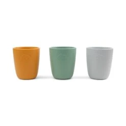 Done By Deer Lot De 3 Gobelets En Silicone Vert/moutarde/gris