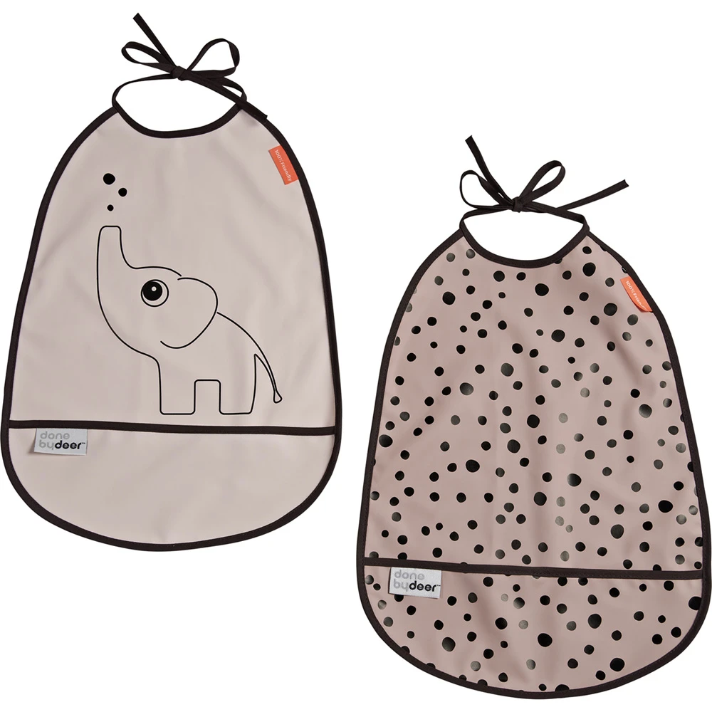 Done By Deer Lot De 2 Bavoirs Elphee Rose Poudré 1 Done By Deer Lot De 2 Bavoirs Elphee Rose Poudré