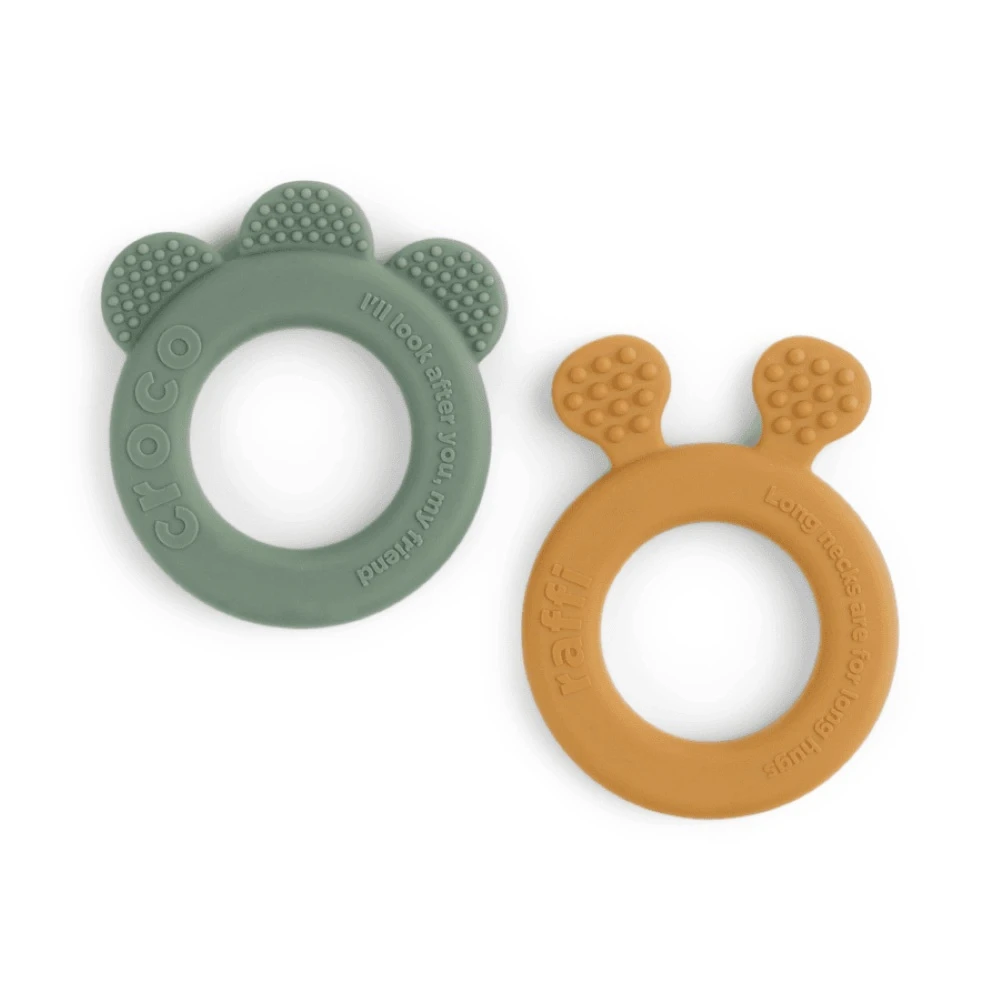 Done By Deer Lot De 2 Anneaux De Dentition Deer Friends Moutarde/vert 1 Done By Deer Lot De 2 Anneaux De Dentition Deer Friends Moutarde/vert