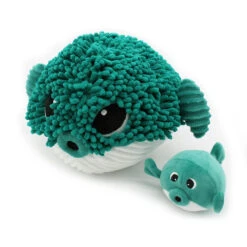 Peluche Géante Poisson Globe Et Son Bébé Vert Gobetou Les Ptipotos